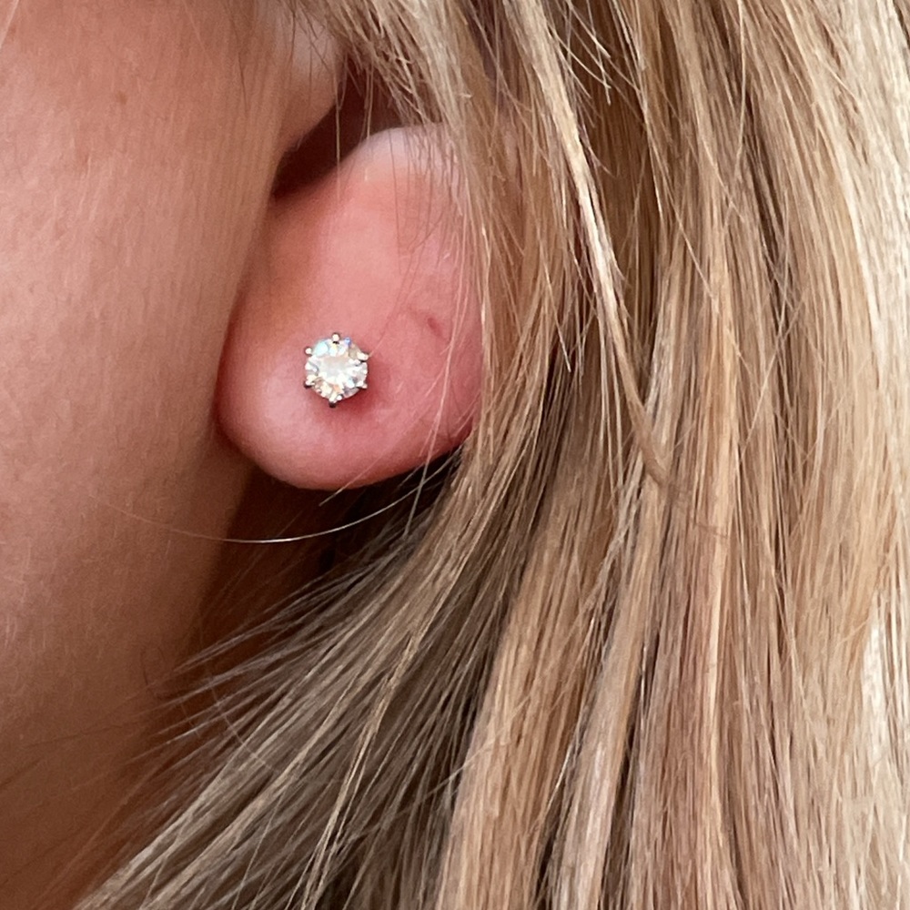 Solid 14K White Gold Round Natural Round Cut 1/2CTW Diamond Stud Earrings